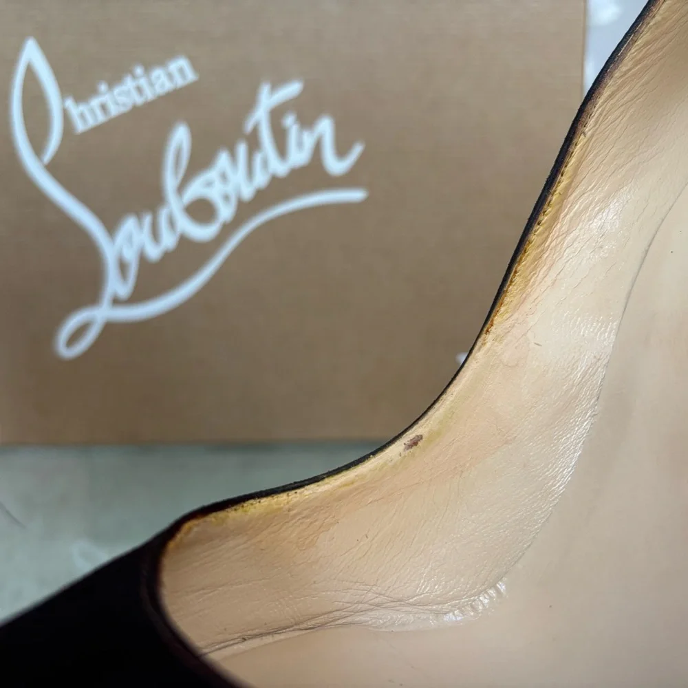 Authentic Christian Louboutin Pigalle Follies Women Brown Suede Stiletto Heels - Picture 13 of 16